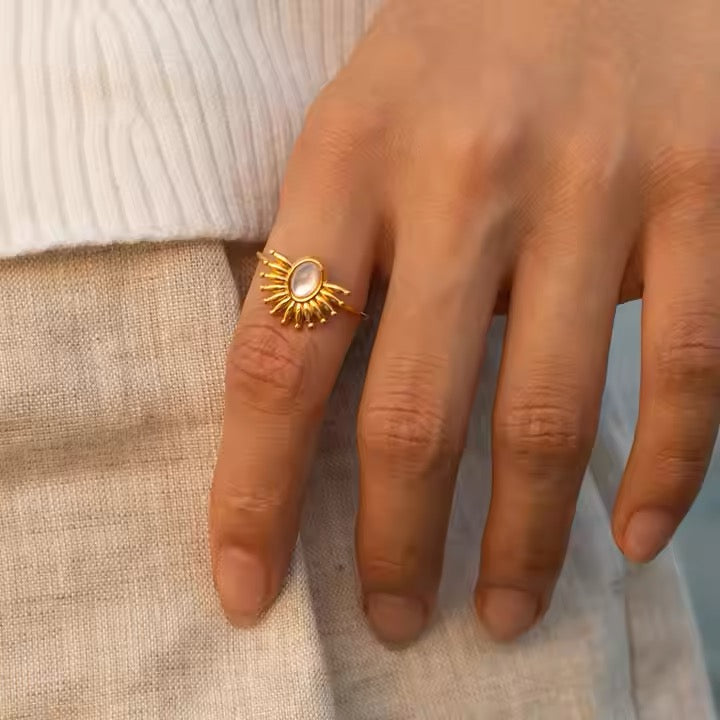 Sunburnt Aurora Stone Ring (Adjustable)