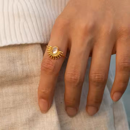 Sunburnt Aurora Stone Ring (Adjustable)