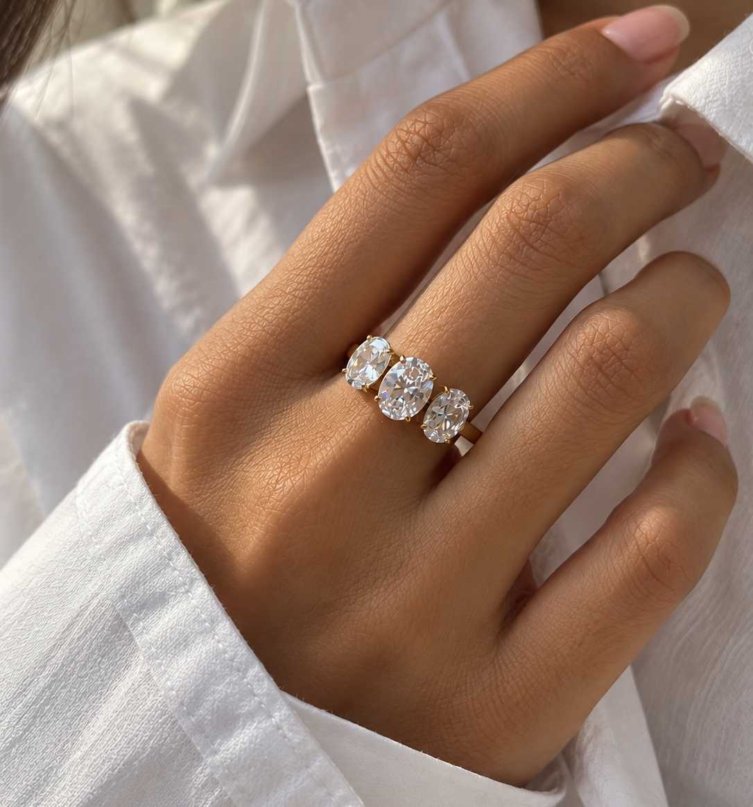 Tria triple Diamond ring ( Adjustable)