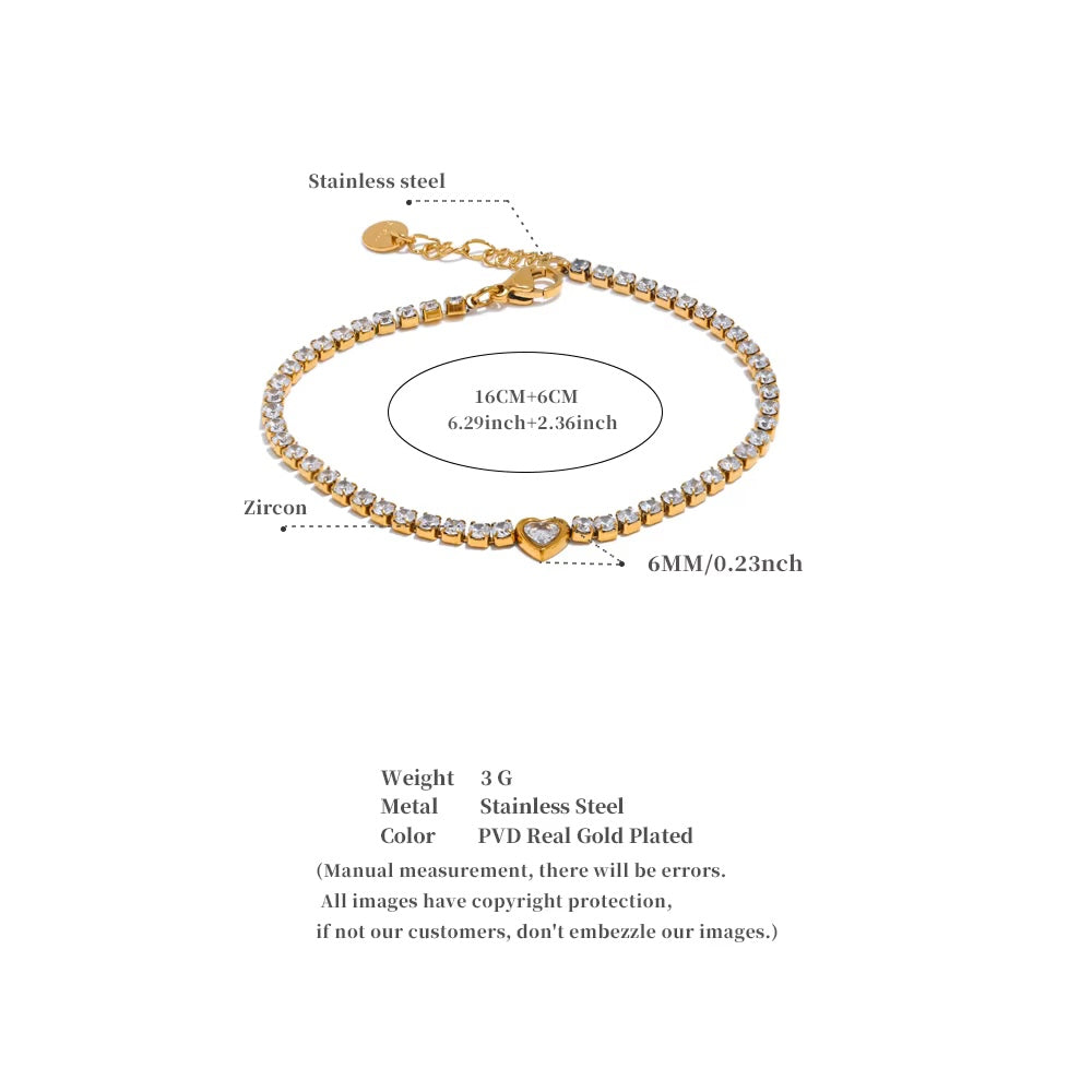 Jacqueline Dainty Zirconia Heart Bracelet
