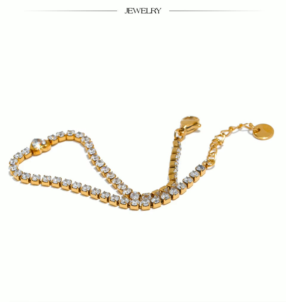 Jacqueline Dainty Zirconia Heart Bracelet